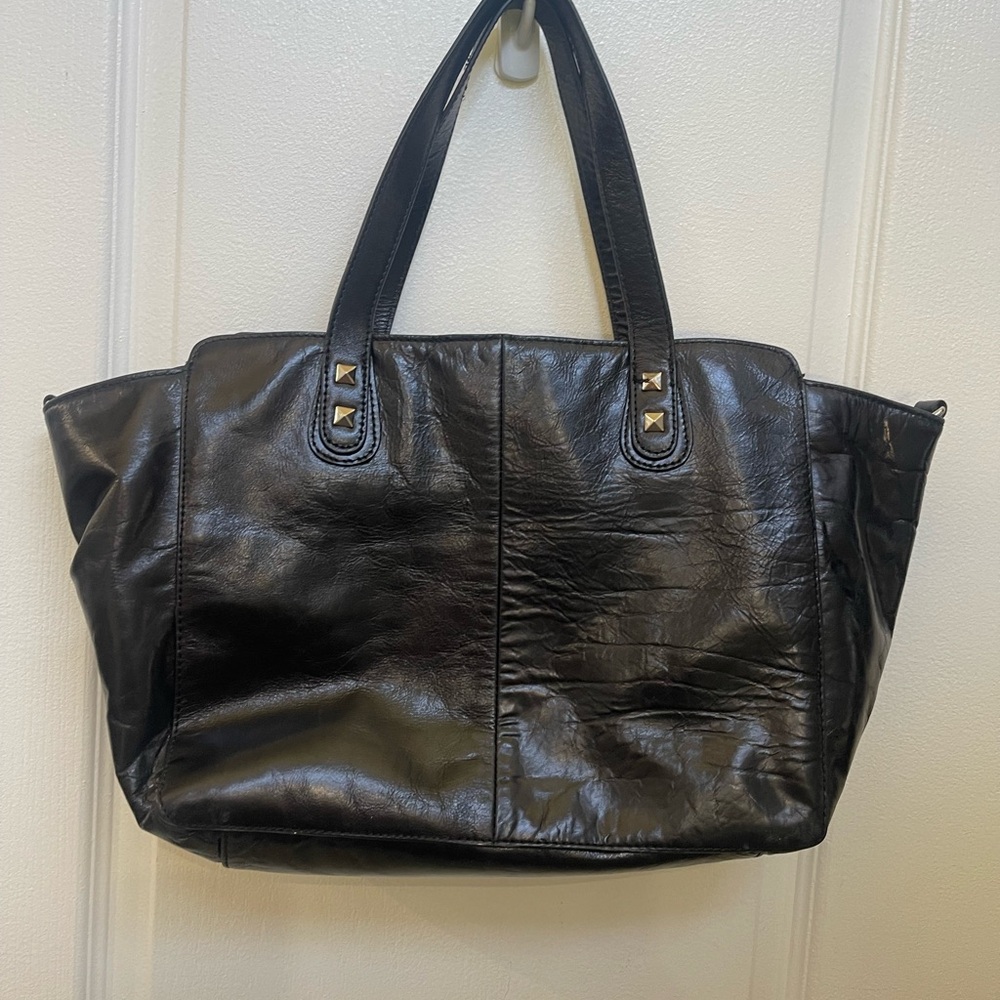 Cynthia Rowley Black Leather Tote with Silver Studs - Picture 7 of 10